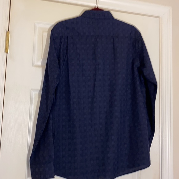 Vintage Haggar Men’s Blue Fitted Button down Long Sleeve Shirt Blue White Med - Picture 6 of 7